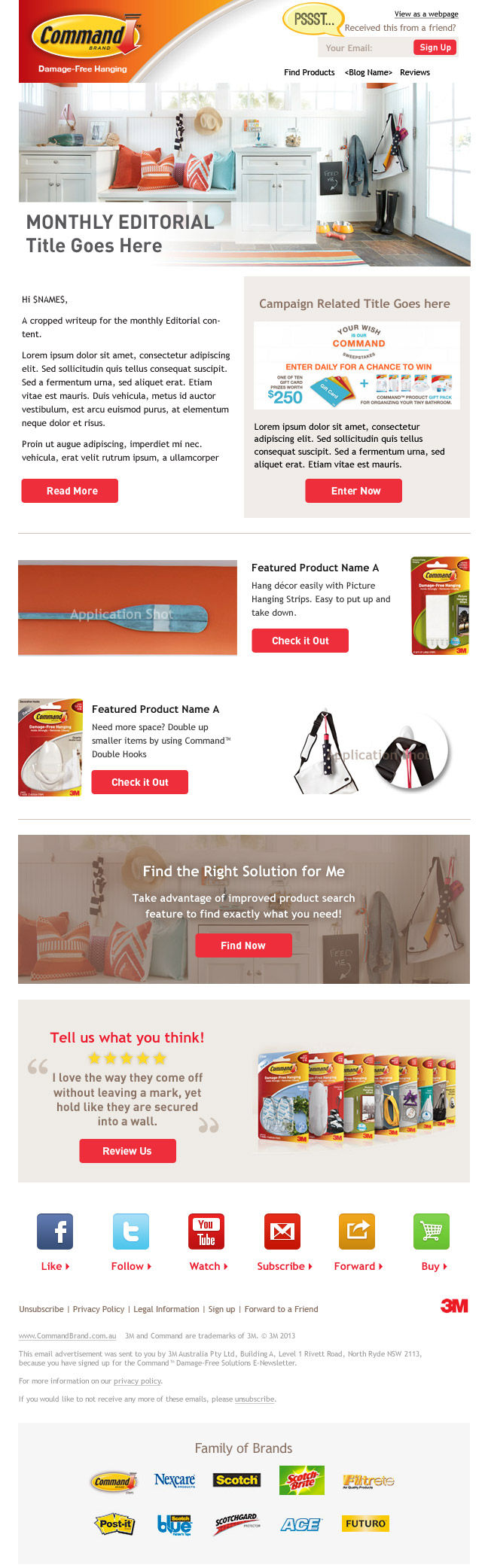 Responsive eNewsletter for Command Brand - Full mockup