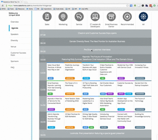 interactive agenda filter.