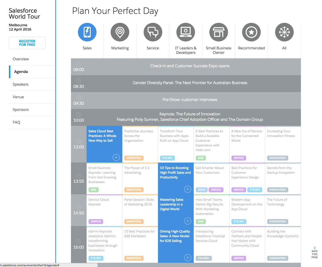 Agenda - persona filter/selector